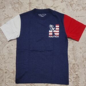 Nautica Tri-Color Tee with Flag Design
